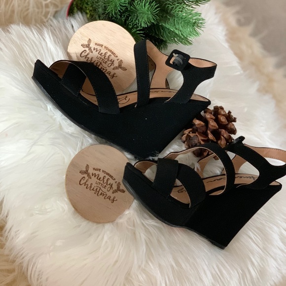 American Rag Shoes - Black strap wedges